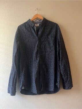 MBX Men's Navy Patterned Button-Up Shirt XL 100% Cotton